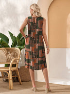 Vestido Midi com Estampa Sem Mangas