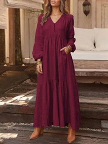 Vestido longo Lia - Vinho-XXG - HumArraso