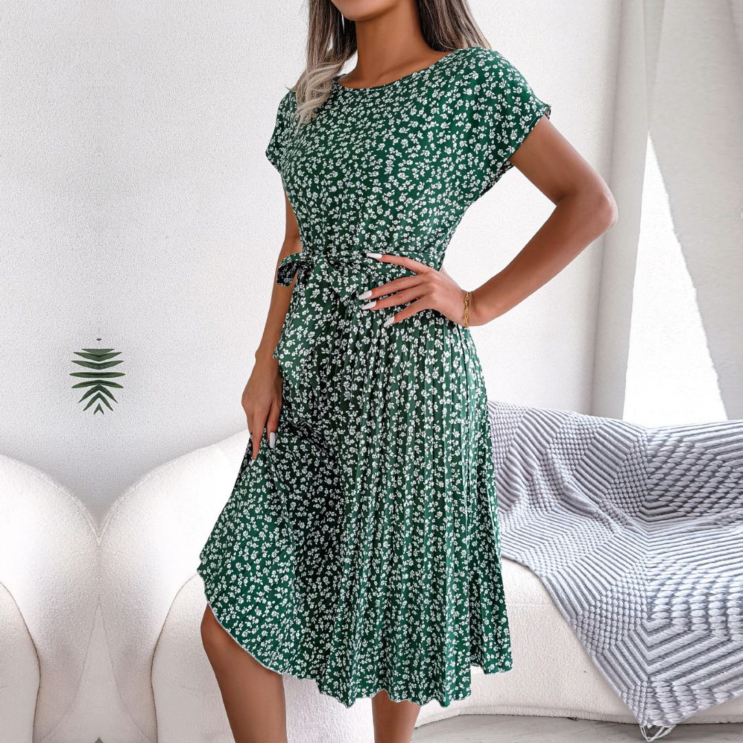 Vestido Midi Estampado Gola em O - Betriz