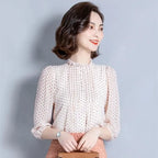 Blusa de Chiffon Poá Manga Longa Verenna