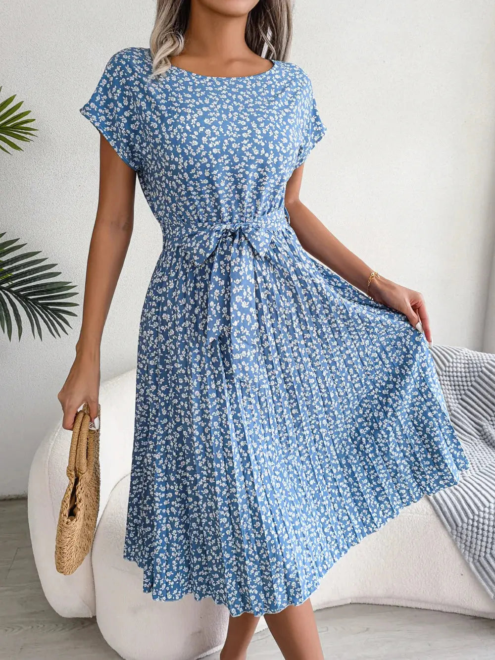 Vestido Longo Plissado Floral Florisa