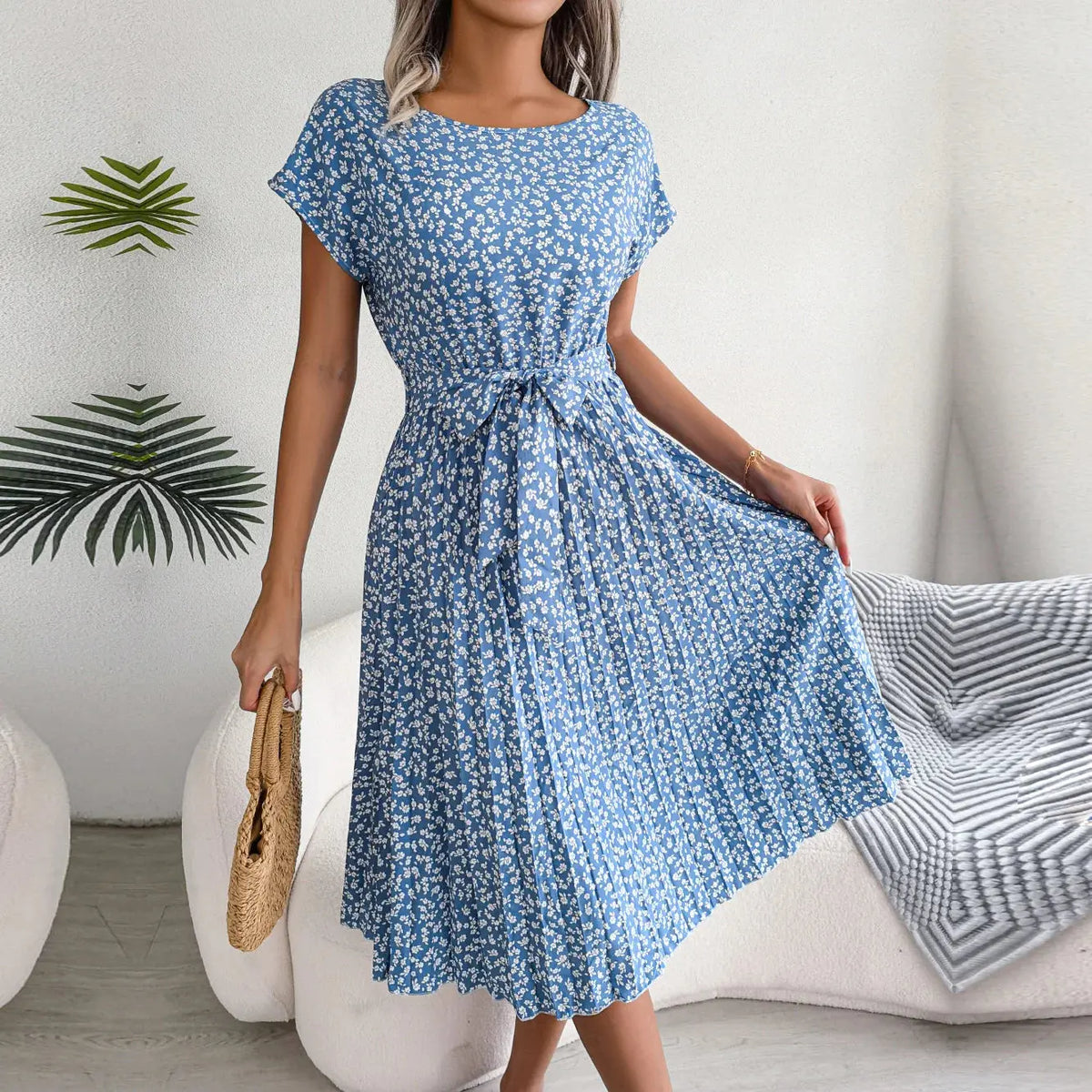 Vestido Longo Plissado Floral Florisa