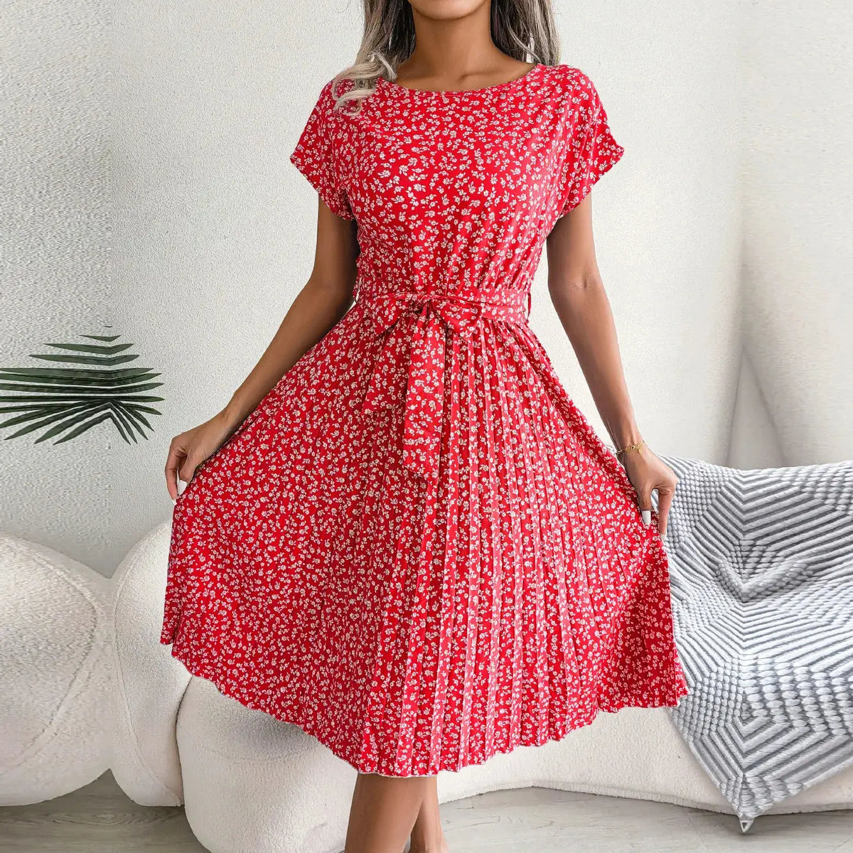 Vestido Longo Plissado Floral Florisa