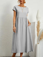 Vestido Longo de Linho com Bolsos Celestine