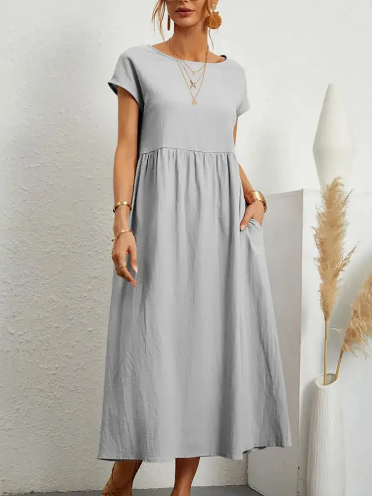 Vestido Longo de Linho com Bolsos Celestine