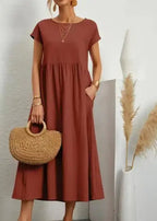 Vestido Longo de Linho com Bolsos Celestine