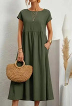 Vestido Longo de Linho com Bolsos Celestine