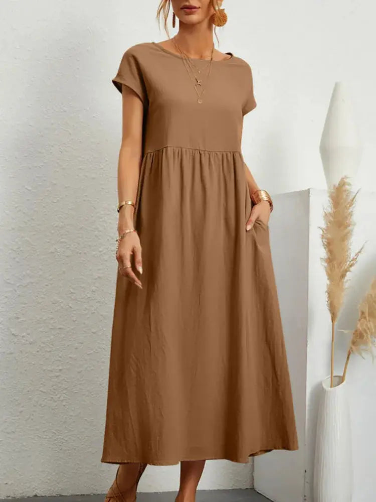 Vestido Longo de Linho com Bolsos Celestine