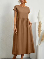Vestido Longo de Linho com Bolsos Celestine
