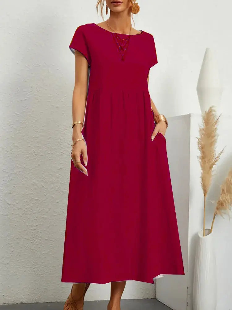 Vestido Longo de Linho com Bolsos Celestine