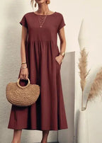 Vestido Longo de Linho com Bolsos Celestine