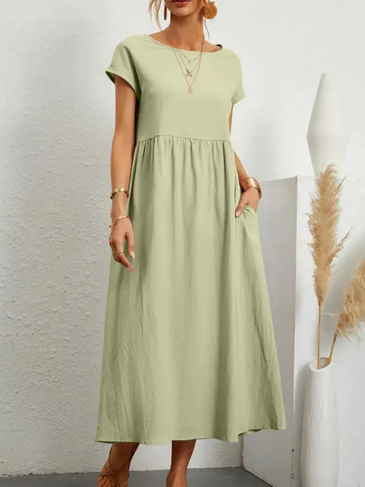 Vestido Longo de Linho com Bolsos Celestine