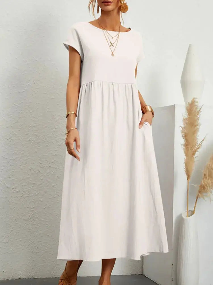 Vestido Longo de Linho com Bolsos Celestine