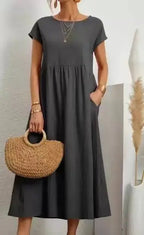 Vestido Longo de Linho com Bolsos Celestine