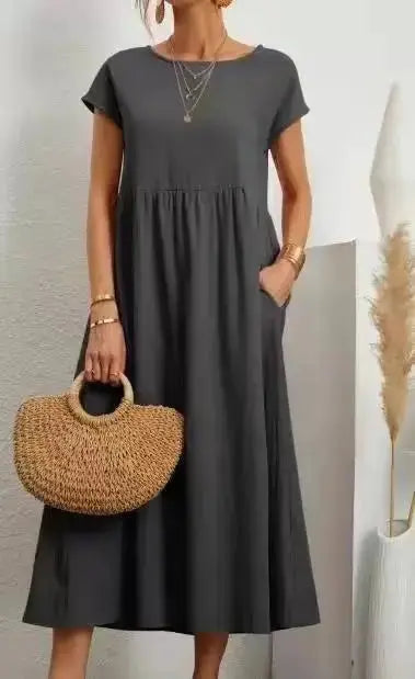 Vestido Longo de Linho com Bolsos Celestine