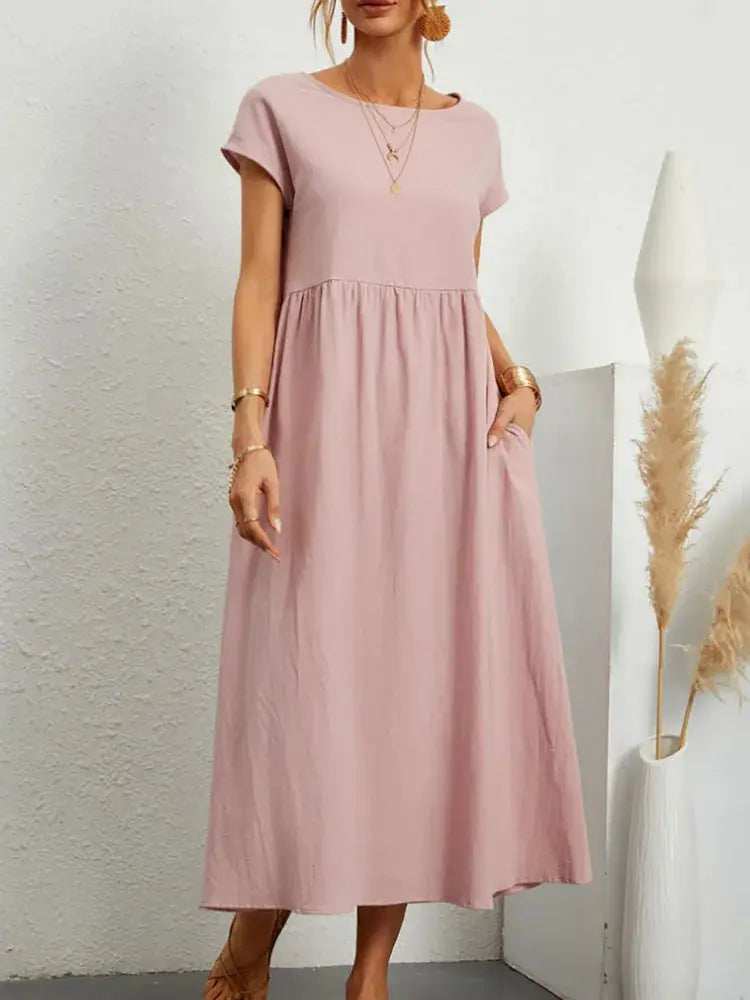 Vestido Longo de Linho com Bolsos Celestine