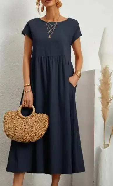 Vestido Longo de Linho com Bolsos Celestine
