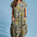 Vestido Midi Estampado com Bolsos Azalina