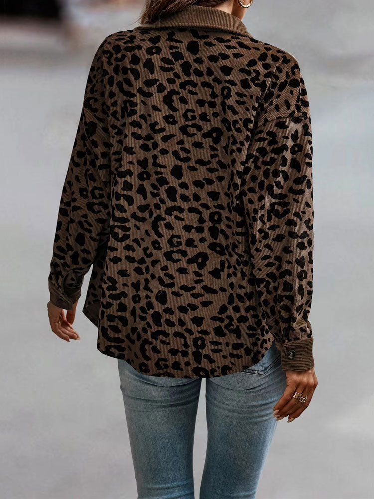 Jaqueta de Veludo Casaco Mulheres Lopardo  HumArraso