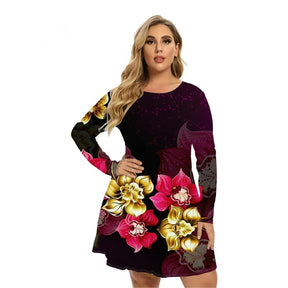 Vestido Estampado com Manga Longa