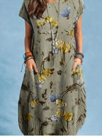 Vestido Midi Estampado com Bolsos Azalina