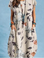 Vestido Midi Estampado com Bolsos Azalina