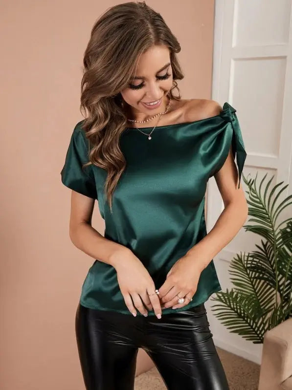 Blusa Feminina Nó Elegante Verde Metalizado  HumArraso