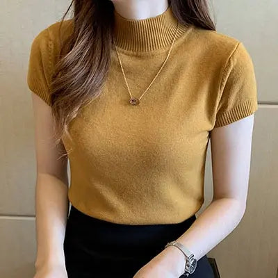 Blusa Manga Curta Gola Alta Roberta MustardaTamanhoÚnico HumArraso