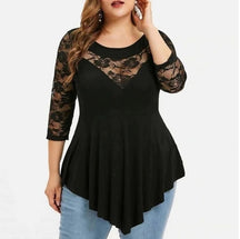 Blusa Feminina Black Renda Floral Preto5G HumArraso