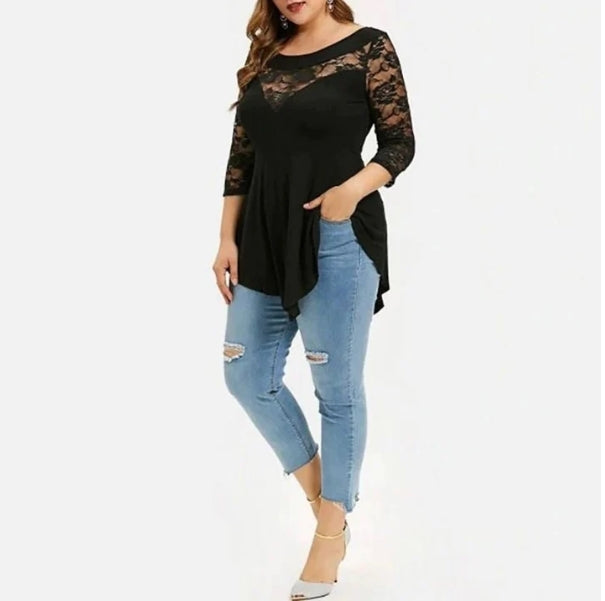 Blusa Feminina Black Renda Floral  HumArraso