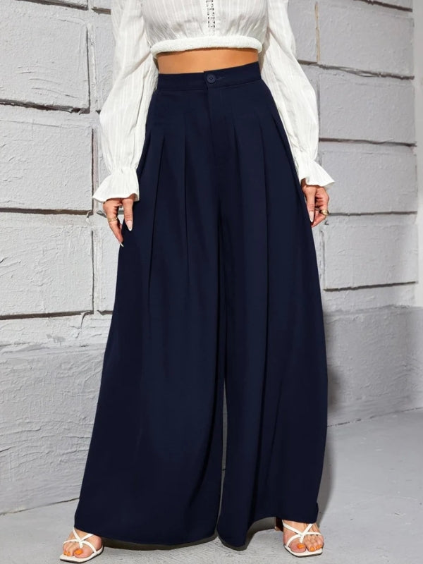 Calça Pantalona Detalhe em Plissado - Fernanda  HumArraso