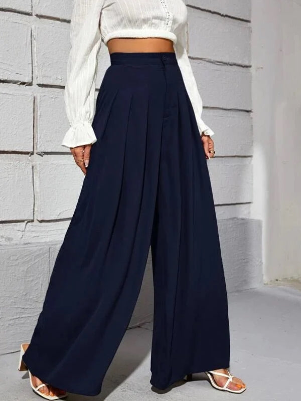 Calça Pantalona Detalhe em Plissado - Fernanda  HumArraso