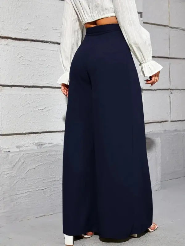 Calça Pantalona Detalhe em Plissado - Fernanda  HumArraso