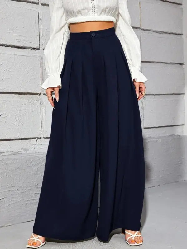 Calça Pantalona Detalhe em Plissado - Fernanda  HumArraso