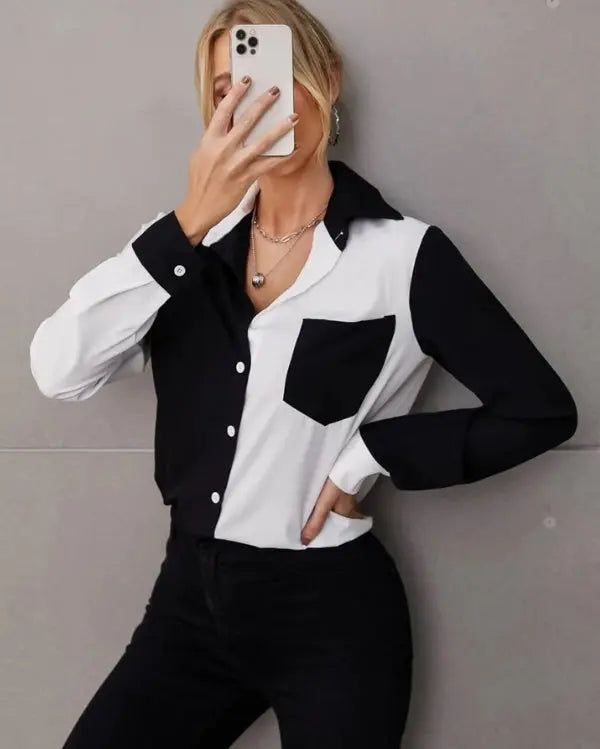 Camisa Feminina Black and White Bicolor  HumArraso