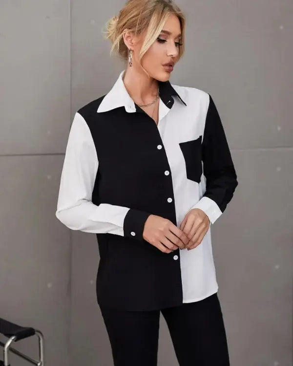 Camisa Feminina Black and White Bicolor  HumArraso