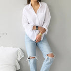 Camisa Feminina Manga Longa Casual Social Branco4G HumArraso