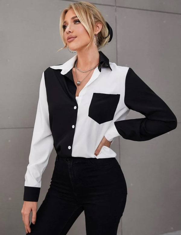 Camisa Feminina Black and White Bicolor BlackandWhiteGG HumArraso