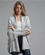 Cardigan Oversized Camila em Acrílico CinzaÚnico HumArraso